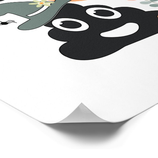 Grappige badkamer Humor Leuke Retro Halloween Spoo Poster (Hoek)