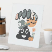 Grappige badkamer Humor Leuke Retro Halloween Spoo Reclamebord Met Voetstuk (Insitu)