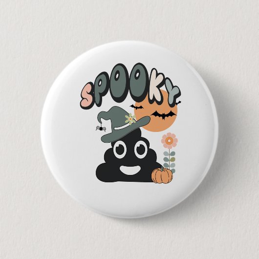 Grappige badkamer Humor Leuke Retro Halloween Spoo Ronde Button 5,7 Cm (Voorkant)