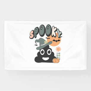 Grappige badkamer Humor Leuke Retro Halloween Spoo Spandoek