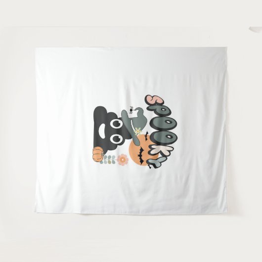 Grappige badkamer Humor Leuke Retro Halloween Spoo Wandkleed (Voorkant (horizontaal))