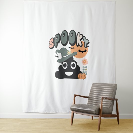 Grappige badkamer Humor Leuke Retro Halloween Spoo Wandkleed (In situ)