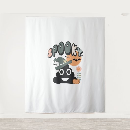 Grappige badkamer Humor Leuke Retro Halloween Spoo Wandkleed (Voorkant)