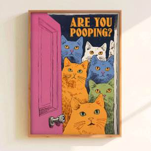 Grappige badkamer kattenprint voor toilet muur kun poster
