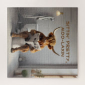 Grappige badkamer muurkunst Schotse Koe Legpuzzel (Horizontaal)