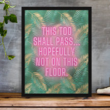 Grappige badkamer Neon Oerwoud Print Quote