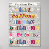 Grappige badkamer retro krant typografie poster (Voorkant)