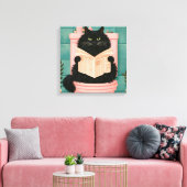 Grappige badkamer zwarte kat  canvas afdruk (Insitu (Woonkamer))