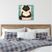 Grappige badkamer zwarte kat  canvas afdruk (Insitu (Slaapkamer))