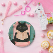 Grappige badkamer zwarte kat papieren bordje (Feest)