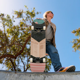 Grappige badkamer zwarte kat  persoonlijk skateboard