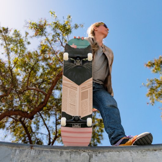 Grappige badkamer zwarte kat persoonlijk skateboard (Buiten 1)