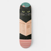 Grappige badkamer zwarte kat persoonlijk skateboard (Voorkant)