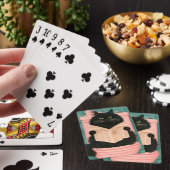 Grappige badkamer zwarte kat pokerkaarten (Insitu)