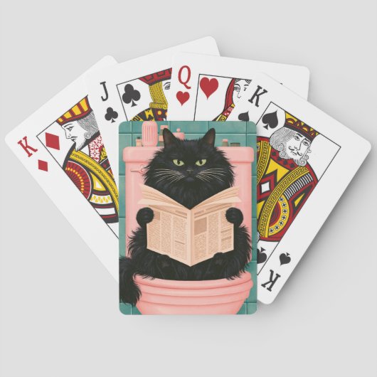 Grappige badkamer zwarte kat pokerkaarten (Achterkant)