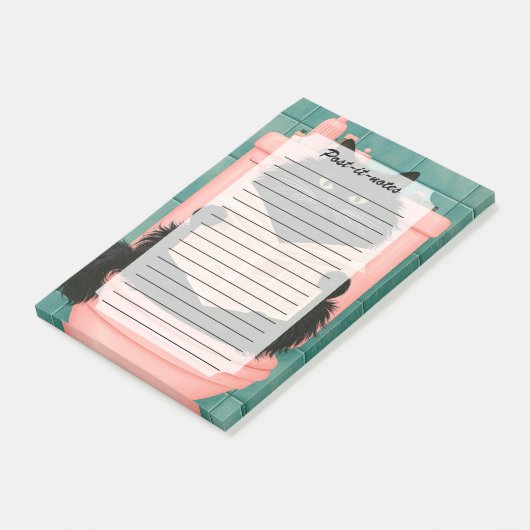 Grappige badkamer zwarte kat post-it® notes (Schuin)
