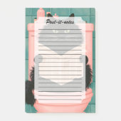 Grappige badkamer zwarte kat post-it® notes (Voorkant)