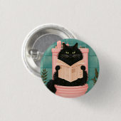 Grappige badkamer zwarte kat  ronde button 3,2 cm (Voorkant /achterkant)