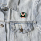 Grappige badkamer zwarte kat  ronde button 3,2 cm (In situ)