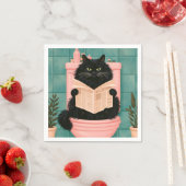 Grappige badkamer zwarte kat servet (Insitu)
