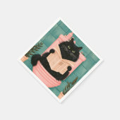 Grappige badkamer zwarte kat servet (Hoek)