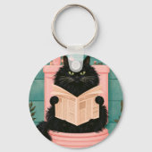 Grappige badkamer zwarte kat sleutelhanger (Achterkant)