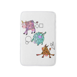 Grappige badmat met kleurrijke geometrische Koeien