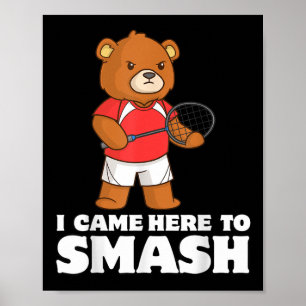 Grappige Badminton Competitief Beer Speler Smasher Poster