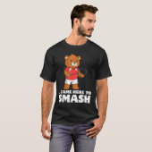 Grappige Badminton Competitieve Beer Speler Smash- T-shirt (Voorkant volledig)