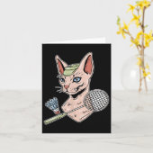 Grappige Badminton Devon Rex Kat Shuttle Kaart (Gele Bloem)