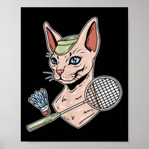 Grappige Badminton Devon Rex Kat Shuttle  Poster