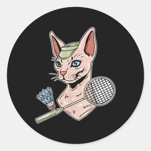 Grappige Badminton Devon Rex Kat Shuttle Ronde Sticker (Voorkant)