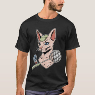 Grappige Badminton Devon Rex Kat Shuttle T-shirt