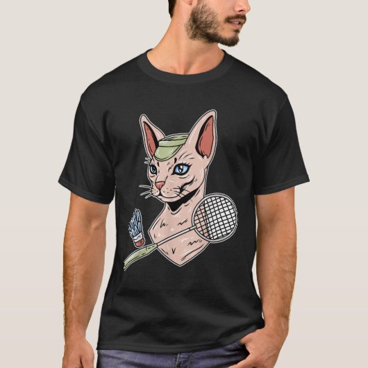 Grappige Badminton Devon Rex Kat Shuttle T-shirt (Voorkant)