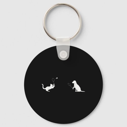 Grappige badminton kat en hond ontwerp kleding kit sleutelhanger (Voorkant)