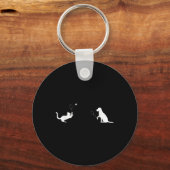 Grappige badminton kat en hond ontwerp kleding kit sleutelhanger (Voorkant)