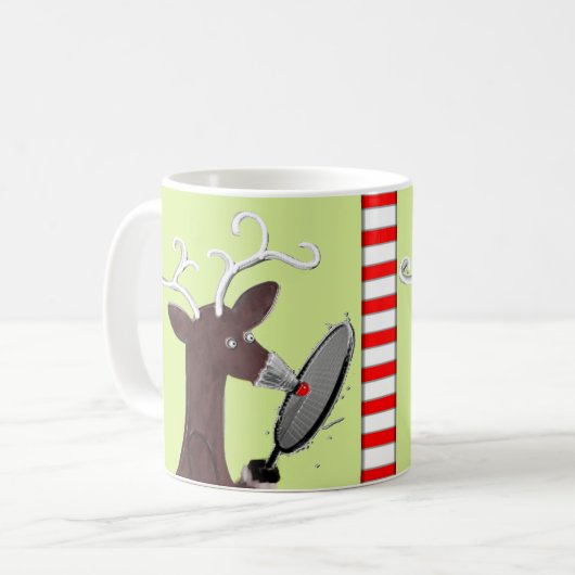 Grappige Badminton Kerstmis Koffiemok (Voorkant links)