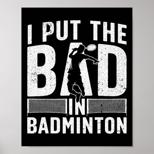 Grappige badminton kunst voor mannen vrouwen shutt poster (Voorkant)