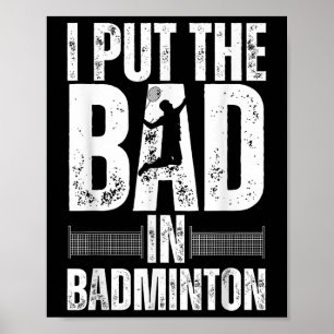 Grappige badminton kunst voor mannen vrouwen shutt poster