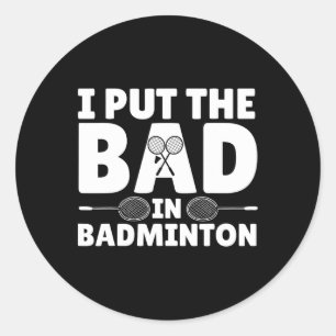 Grappige badminton kunst voor mannen vrouwen shutt ronde sticker