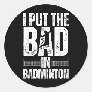 Grappige Badminton Kunst Voor Mannen Vrouwen Shutt Ronde Sticker