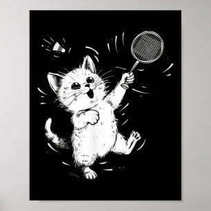Grappige Badminton Lieve Kat Badminton Speler Shut Poster