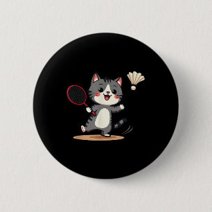 Grappige Badminton Lieve Kat Racket Shuttle Mannen Ronde Button 5,7 Cm