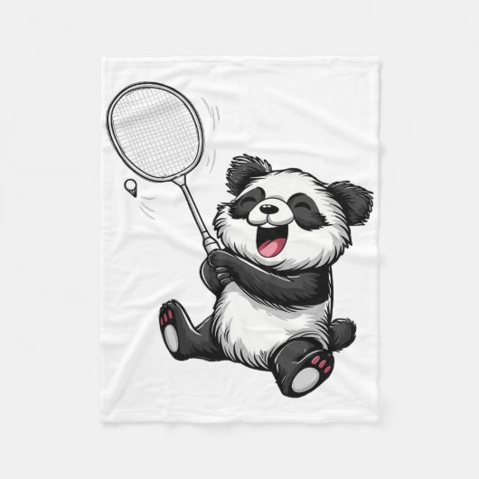 Grappige Badminton Panda Badminton Speler Shuttle Fleece Deken (Voorkant)