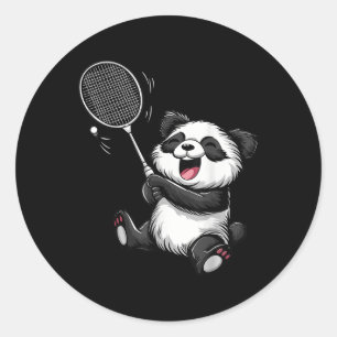 Grappige Badminton Panda Badminton Speler Shuttle Ronde Sticker