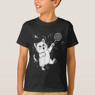 Grappige Badminton Schattigee Cat Badminton Player T-shirt