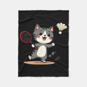 Grappige Badminton Schattigee Cat Racket Shuttle M Fleece Deken