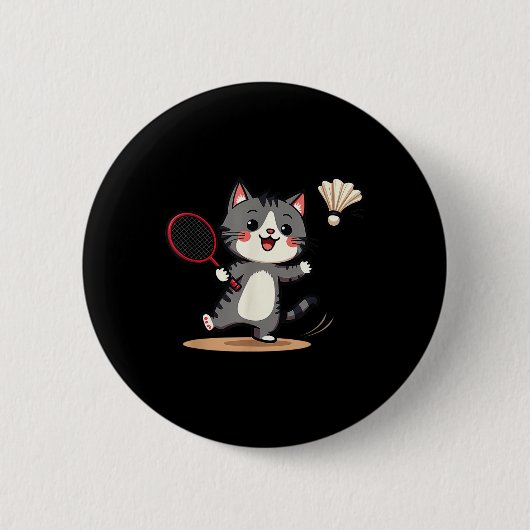 Grappige Badminton Schattigee Cat Racket Shuttle M Ronde Button 5,7 Cm (Voorkant)
