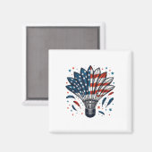 Grappige Badminton Shuttle Amerikaanse Vlag 4 Juli Magneet (Voorkant / Achterkant)