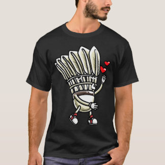 Grappige Badminton Shuttlecock Speler Design Manne T-shirt